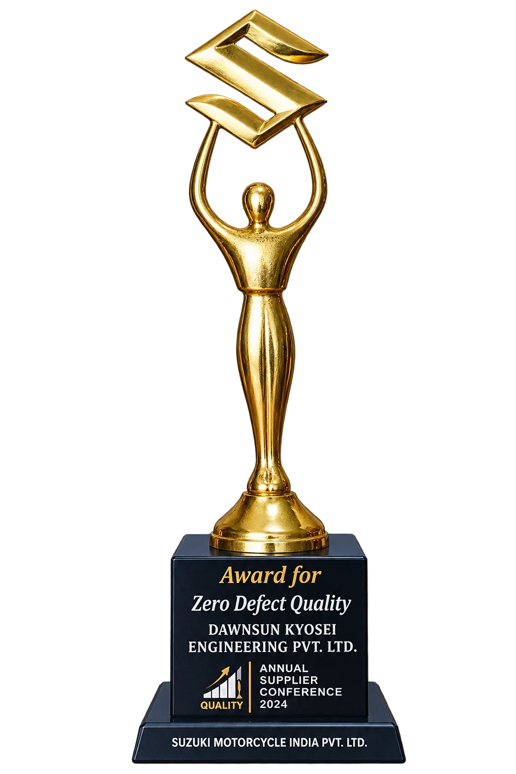 Golden Zero Defect Quality Trophy